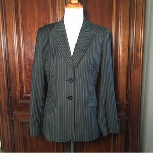 Anne Klein Charcoal gray Pin stripes Blazer single breasted Size 10